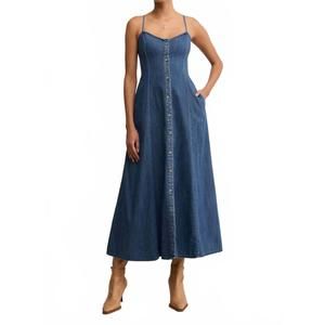 NEW Z SUPPLY angel eyes denim midi dress in medium indigo